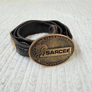 Vintage Sarcee Solid Brass Buckle & Western Belt